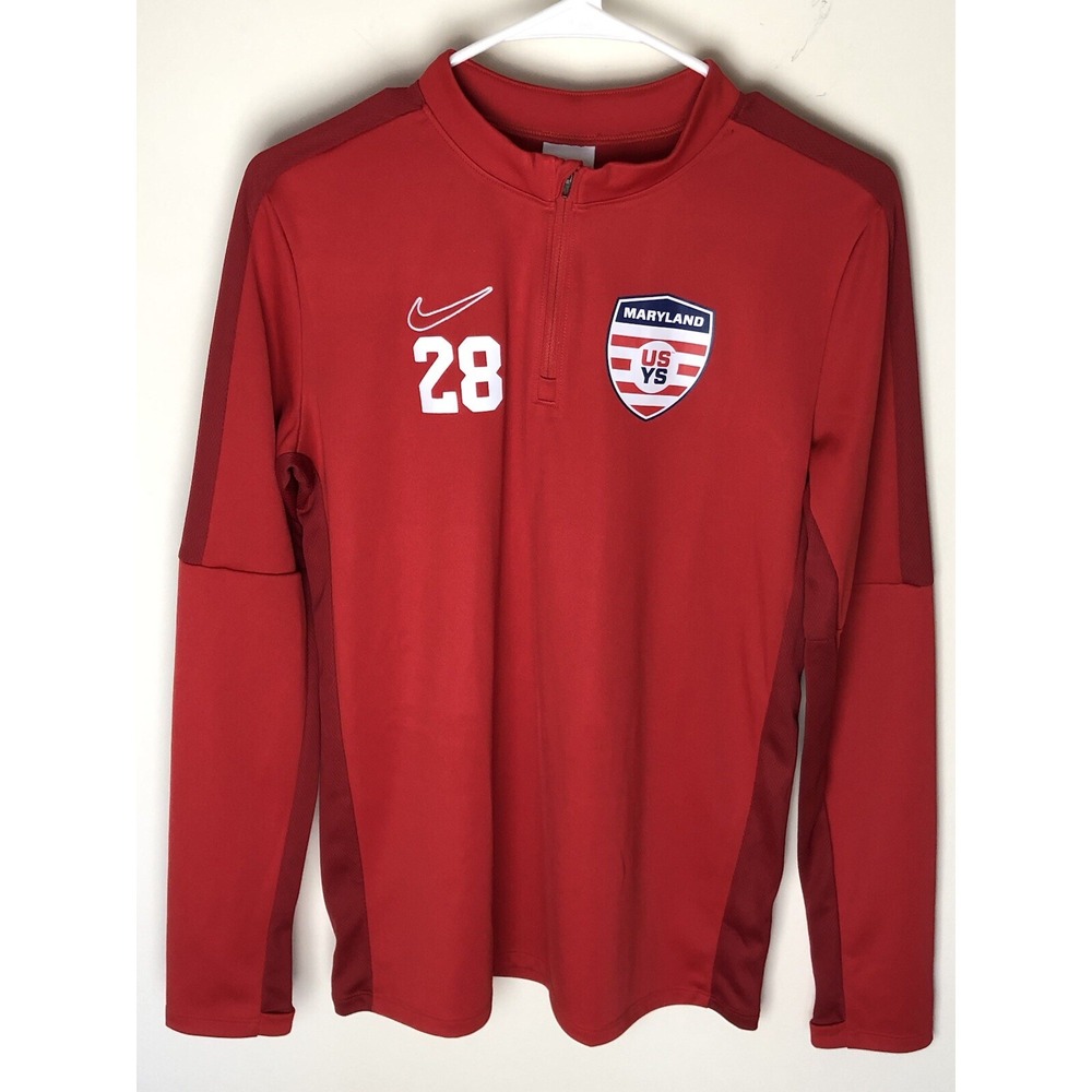 Nike Dri-Fit Maryland USYS 1/4 Zip Pullover Sweatshirt Youth XL Red Soccer